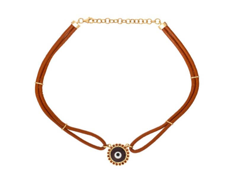 Choker olho grego - Pedra Granada