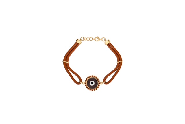 Pulseira Olho Grego - Couro com Granadas