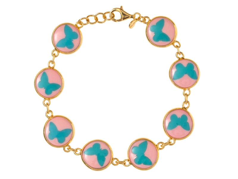 Pulseira Butterfly Max - Borboletas Azuis Fundo Rosa