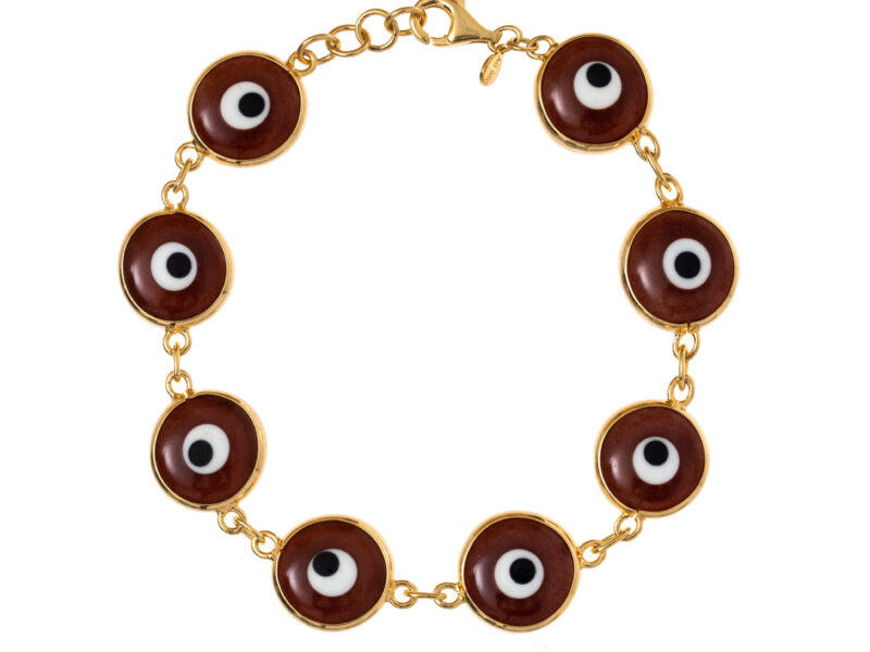 Pulseira Olho Grego Max - Caramelo Com Partículas de Ouro em Pó