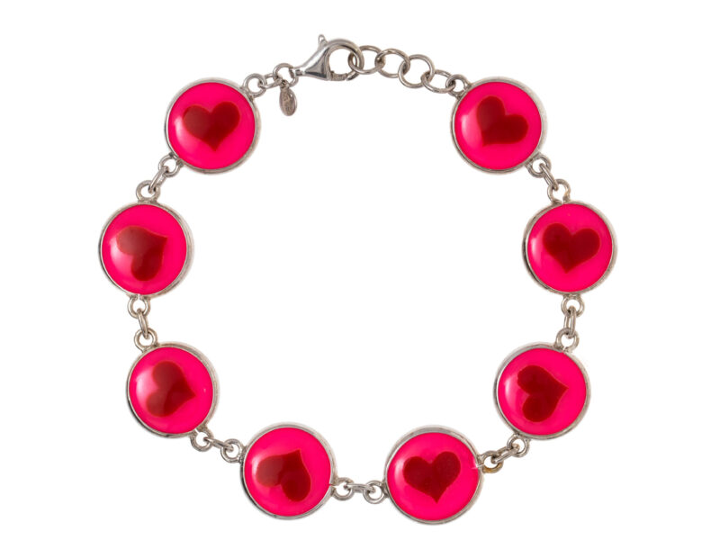 Pulseira Heart Max - Coração Vermelhos Fundo Rosa 2