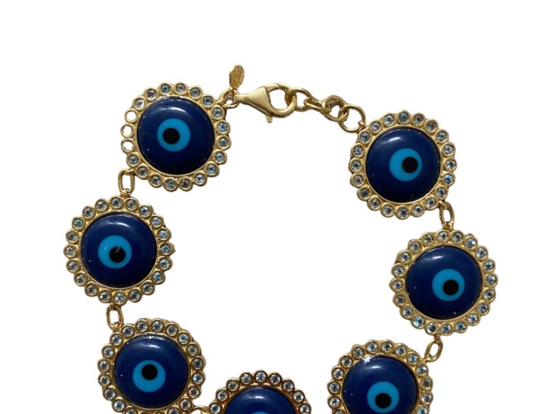 Pulseira olho grego max com pedras naturais